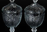 Par de compoteiras de cristal lapidado - Par de compoteiras de cristal lapidado