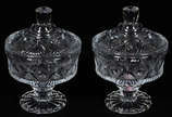 Par de compoteiras demi cristal lapidadas. - Par de compoteiras demi cristal lapidadas.