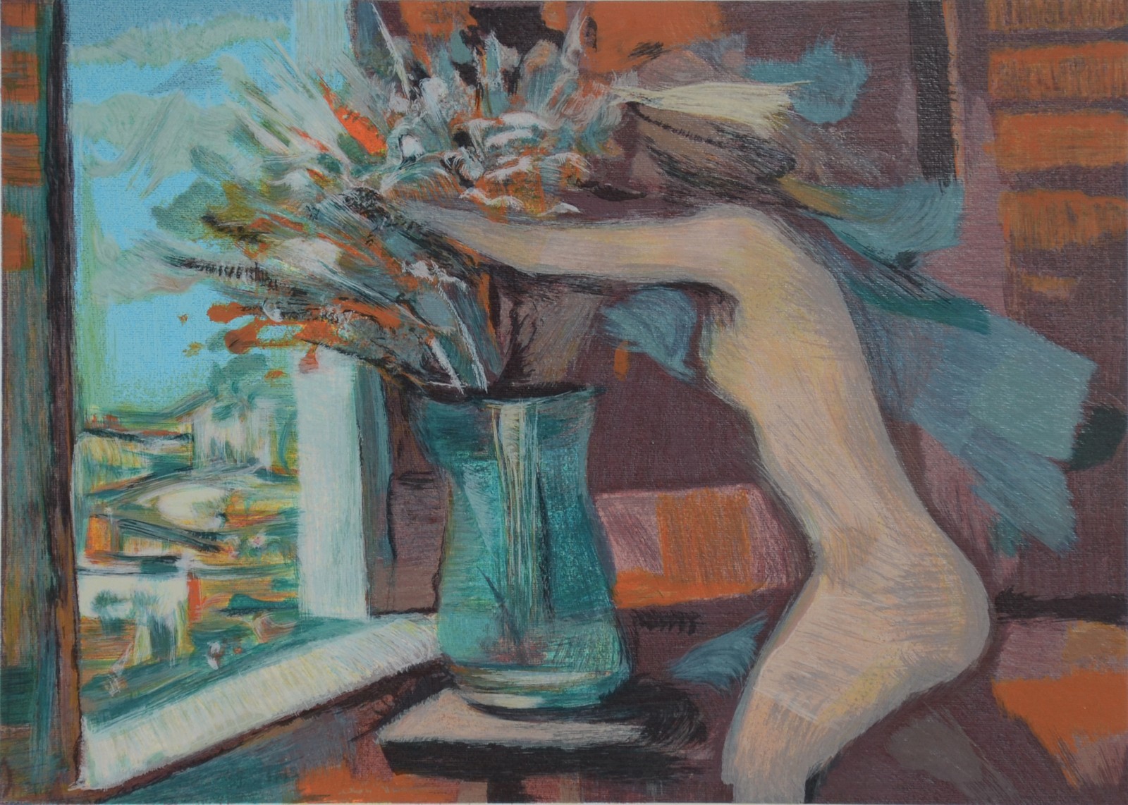 Enrico Bianco (1918-2013), Nú feminino com vaso de flores - foto 1 de 4