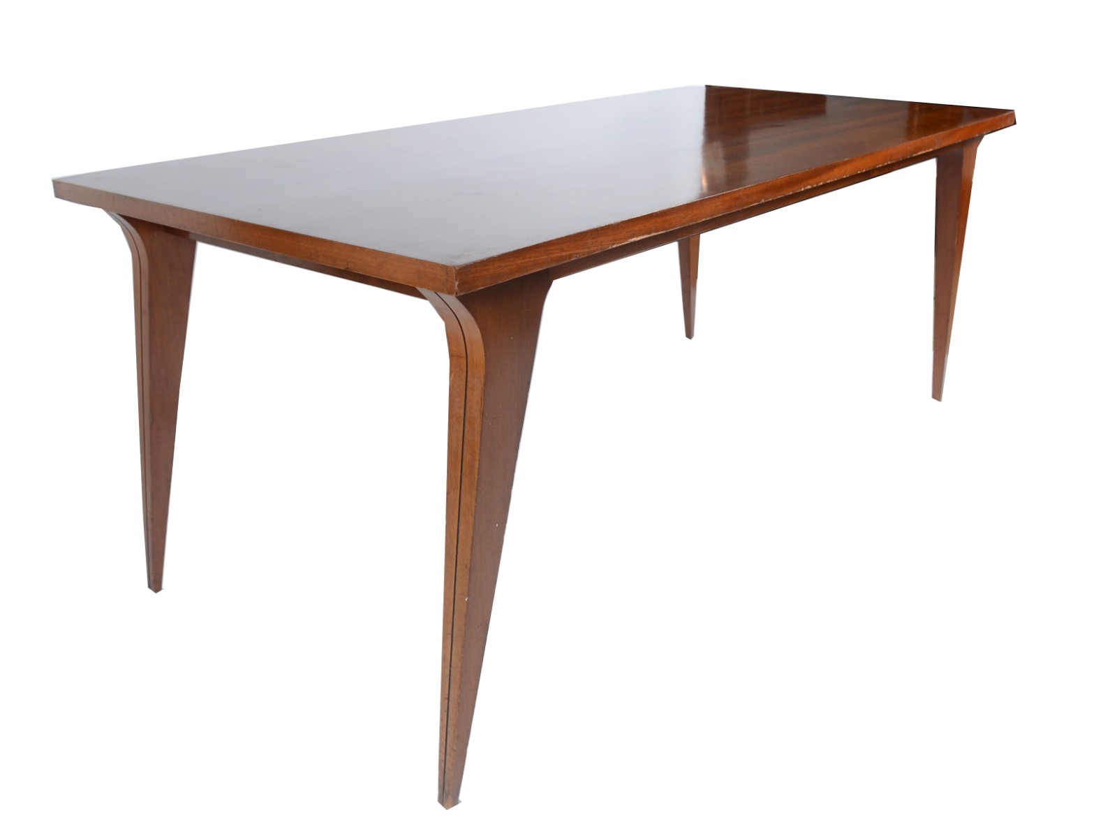 Mesa de jantar de madeira nobre, tampo retangular e apoio em quatro... - foto 1 de 7