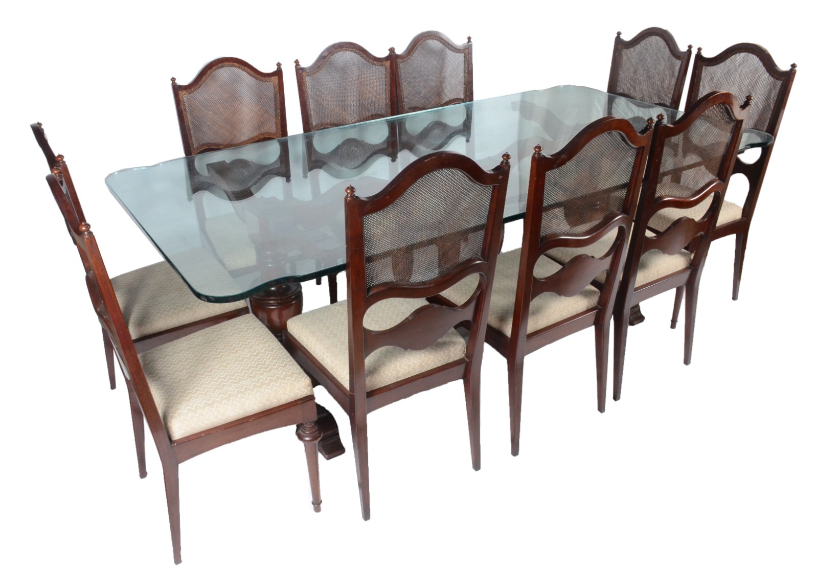 Conjunto de mesa de jantar com base de madeira nobre, apoio em dois... - foto 1 de 11