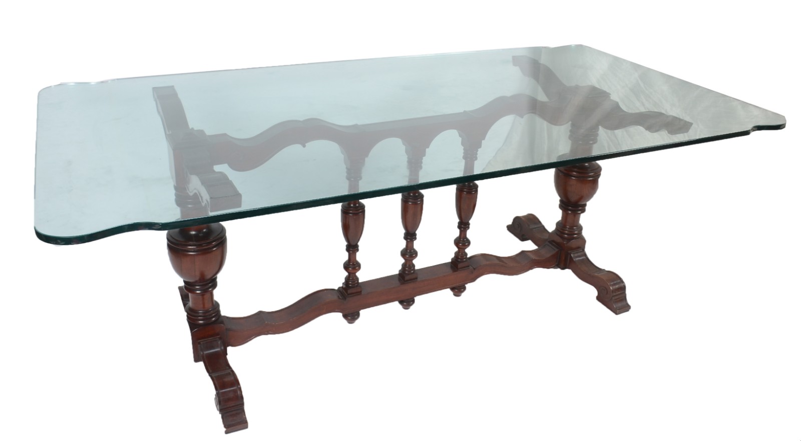 Conjunto de mesa de jantar com base de madeira nobre, apoio em dois... - foto 2 de 11