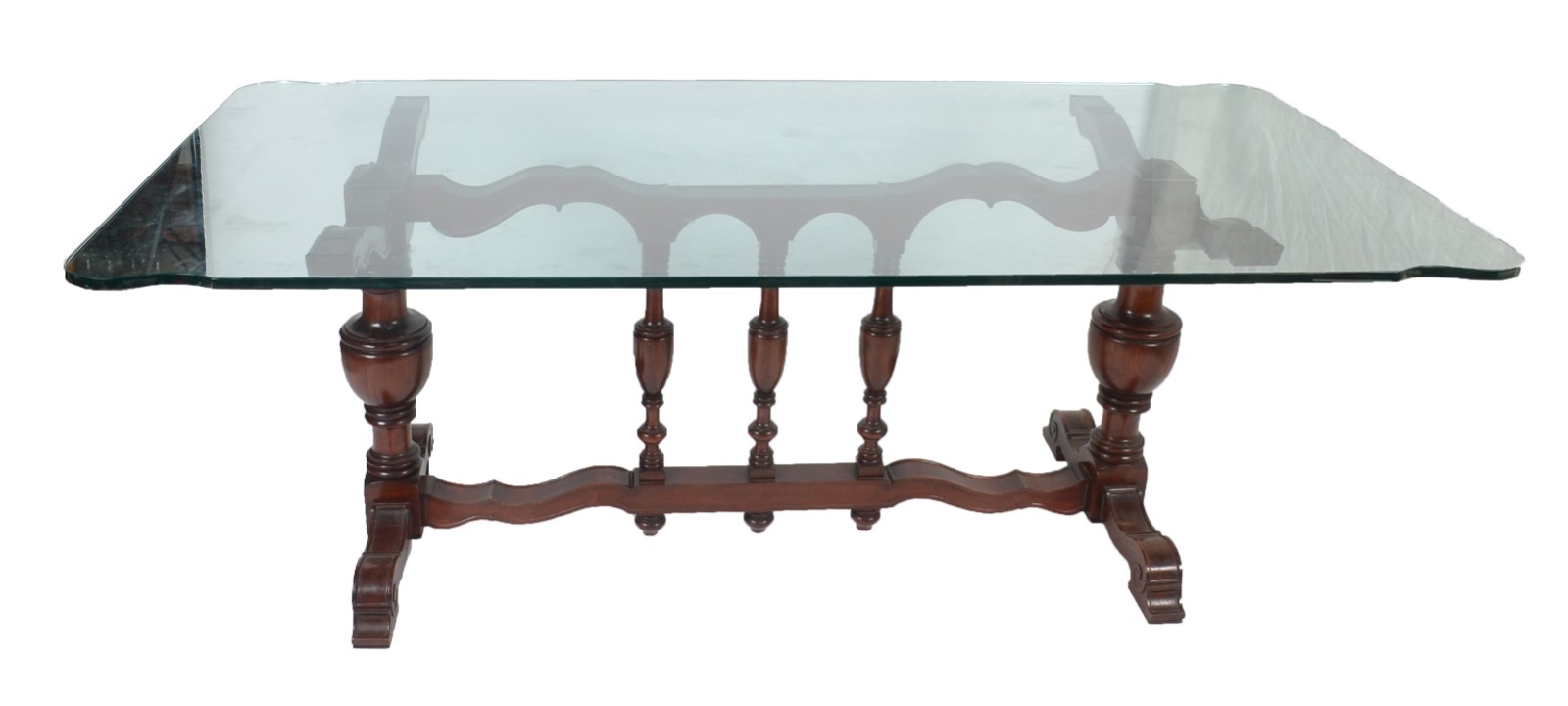Conjunto de mesa de jantar com base de madeira nobre, apoio em dois... - foto 3 de 11