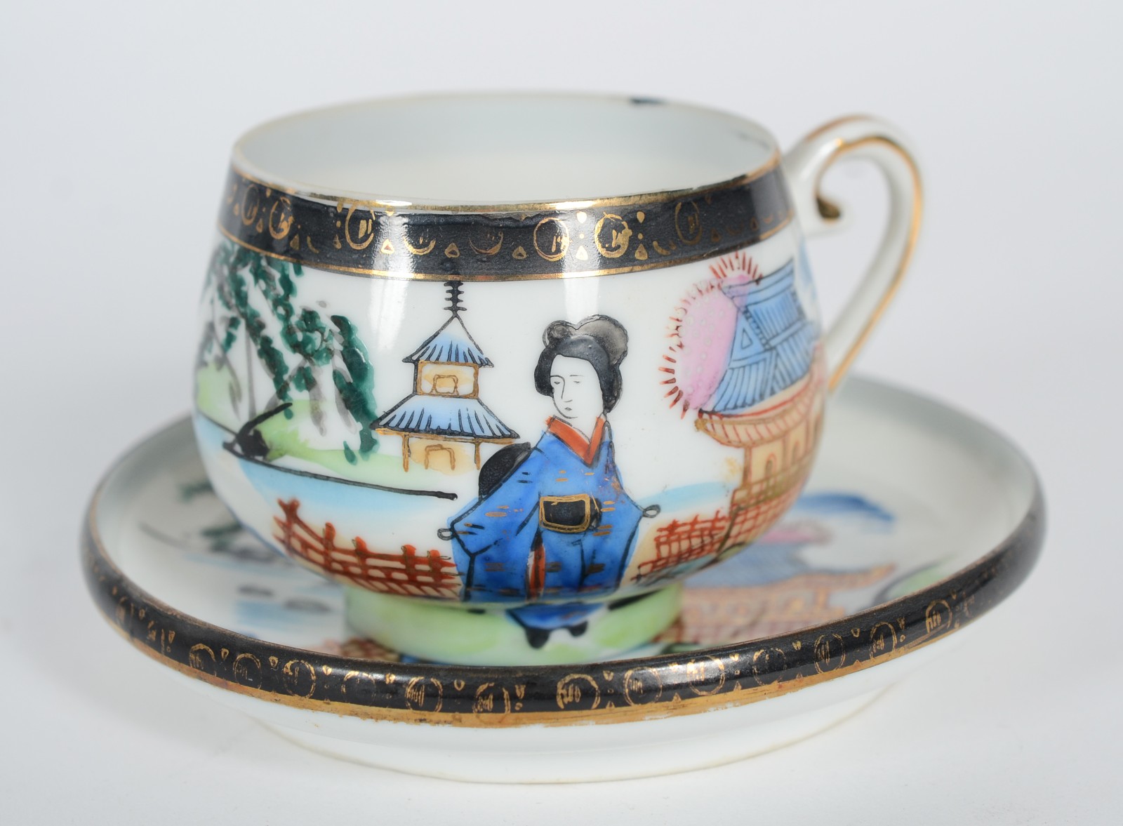 Serviço para chá de porcelana japonesa casca de ovo, decorado com... - foto 2 de 9