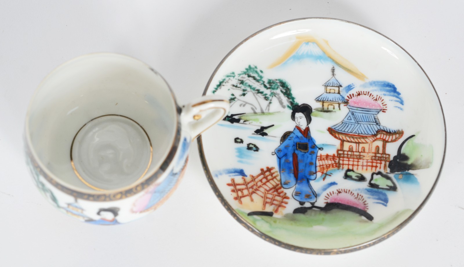 Serviço para chá de porcelana japonesa casca de ovo, decorado com... - foto 3 de 9