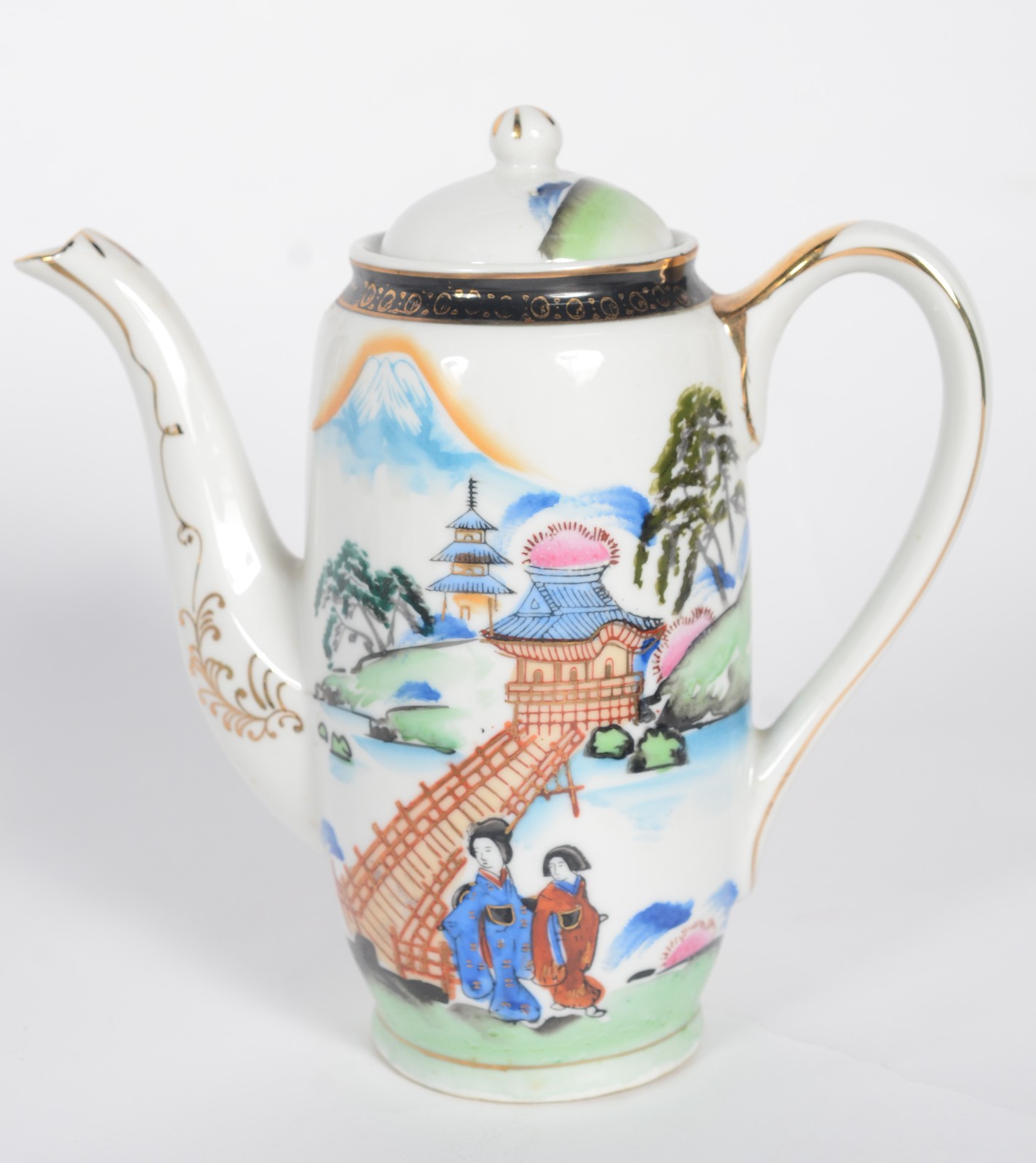 Serviço para chá de porcelana japonesa casca de ovo, decorado com... - foto 9 de 9