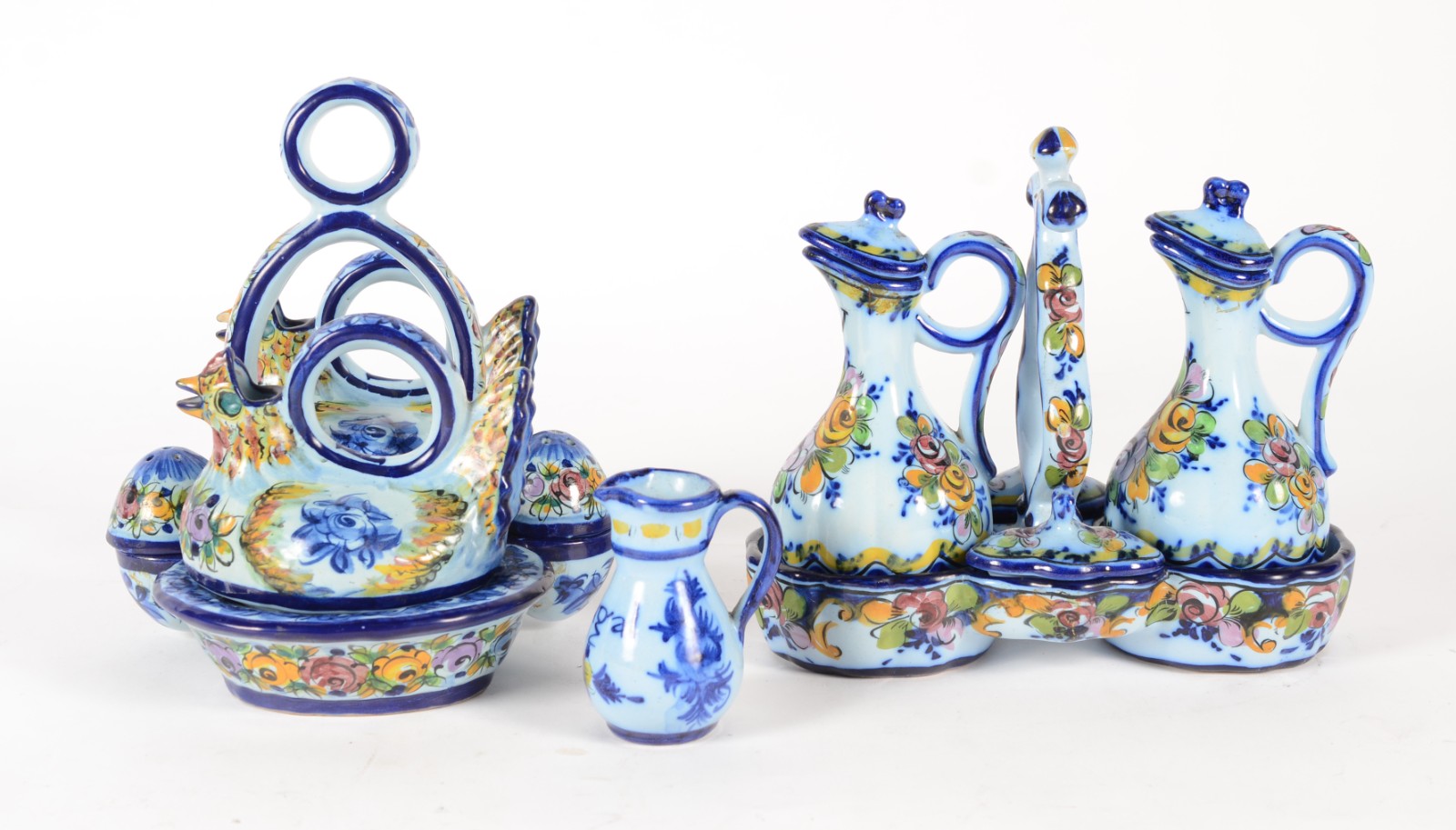 Dois galheteiros de cerâmica portuguesa de Alcobaça em tons de azul... - foto 2 de 10