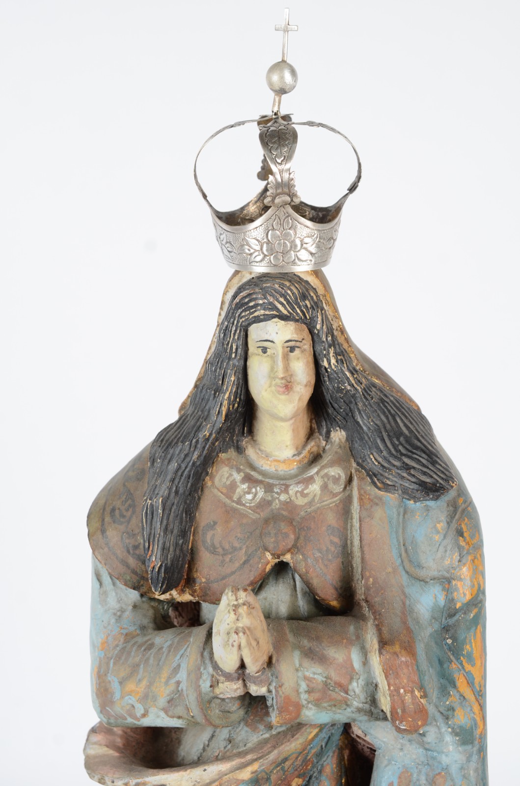 Nossa Senhora - Antiga Imagem de madeira policromada, com coroa de... - foto 6 de 8