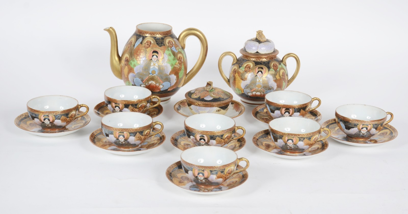 Serviço de chá de porcelana oriental decorados ao gosto Satzuma... - foto 1 de 11