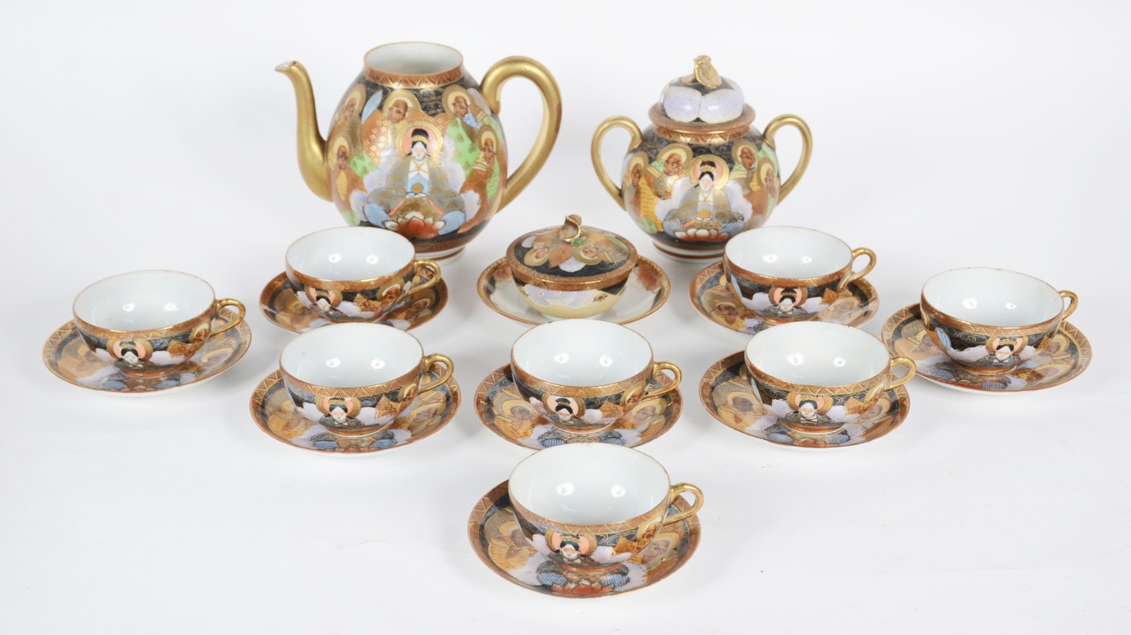 Serviço de chá de porcelana oriental decorados ao gosto Satzuma... - foto 2 de 11