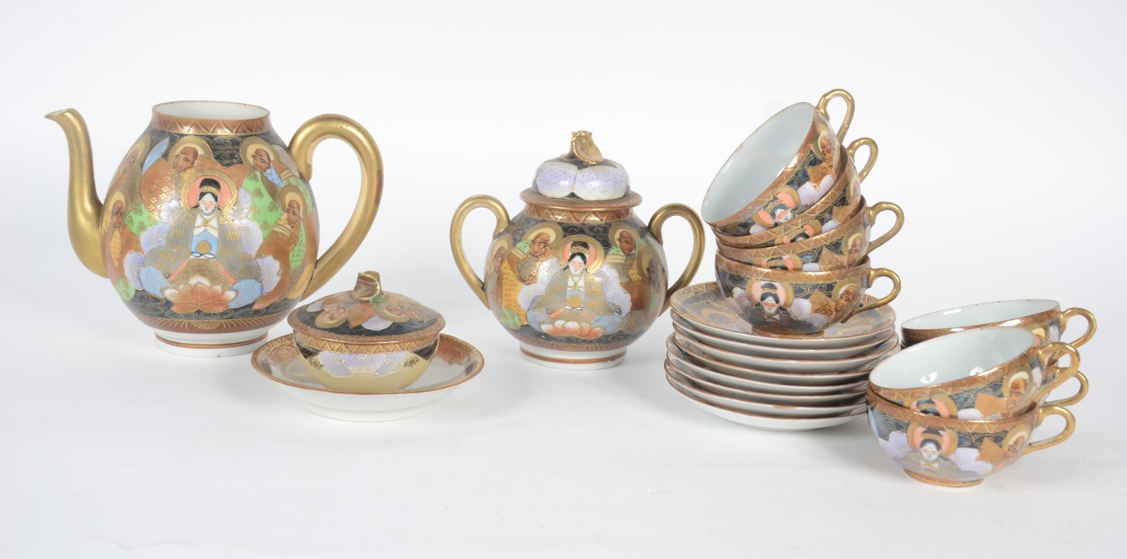 Serviço de chá de porcelana oriental decorados ao gosto Satzuma... - foto 5 de 11