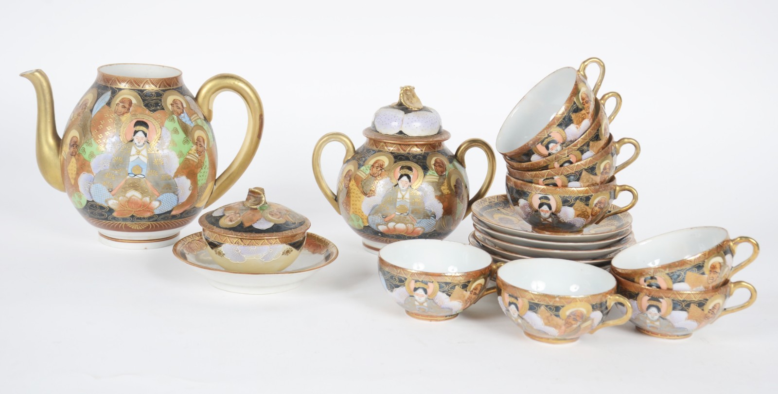 Serviço de chá de porcelana oriental decorados ao gosto Satzuma... - foto 8 de 11