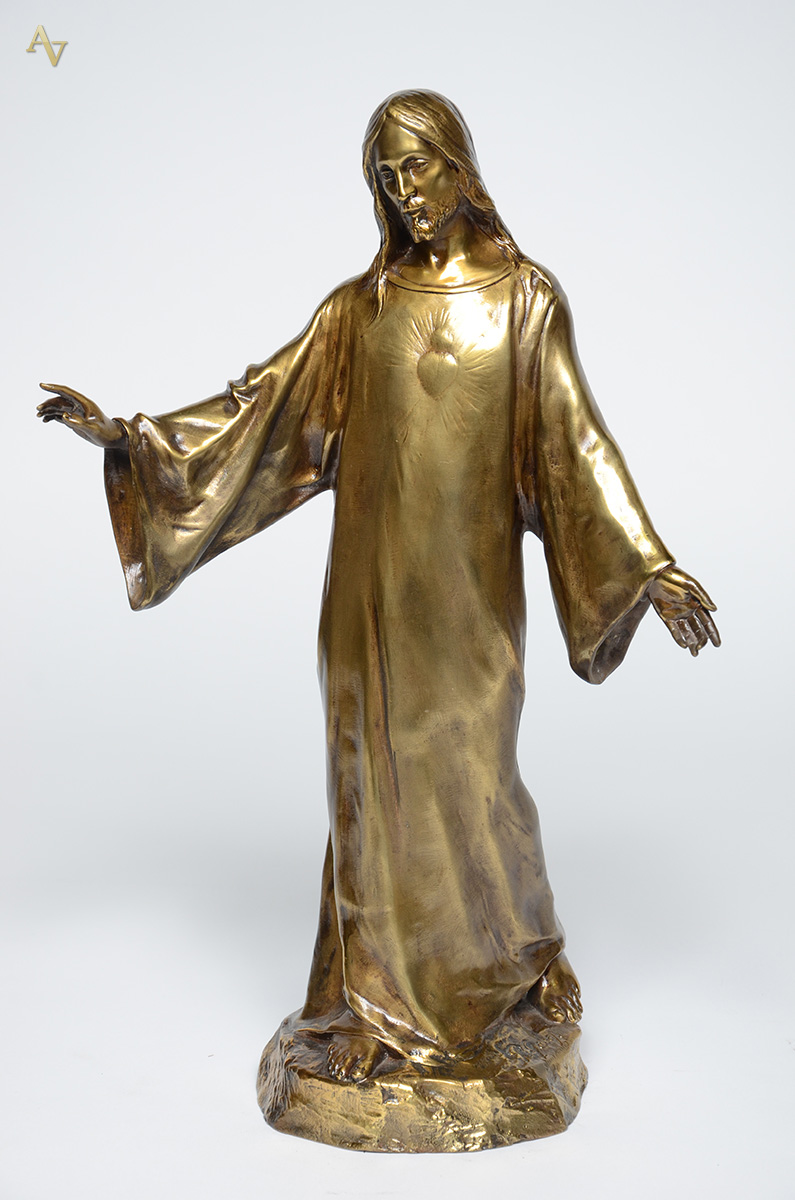 SAGRADO CORAÇÃO DE JESUS - Escultura em bronze, assinada P. GASQ... - foto 1 de 3
