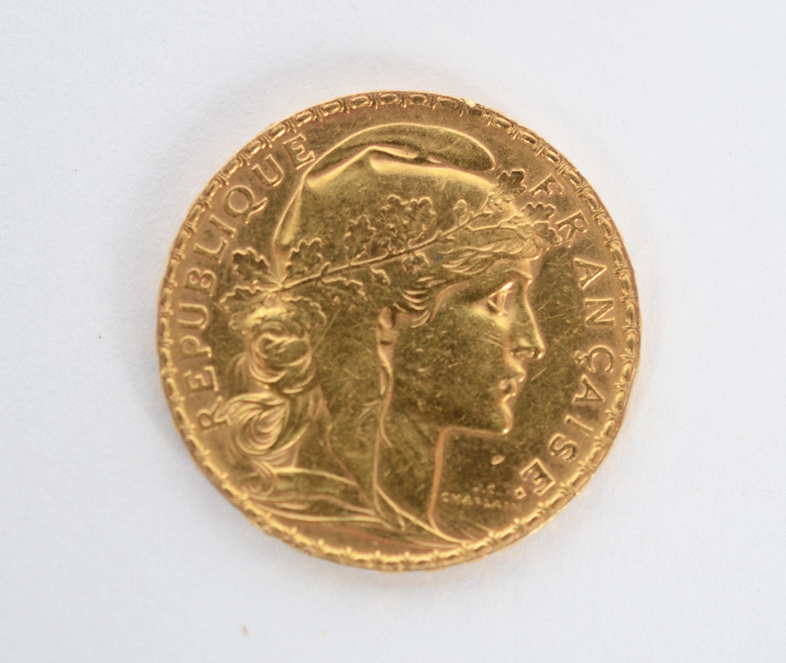 Moeda de ouro 22 k., Republique française, 20 francos. Liberté... - foto 1 de 3