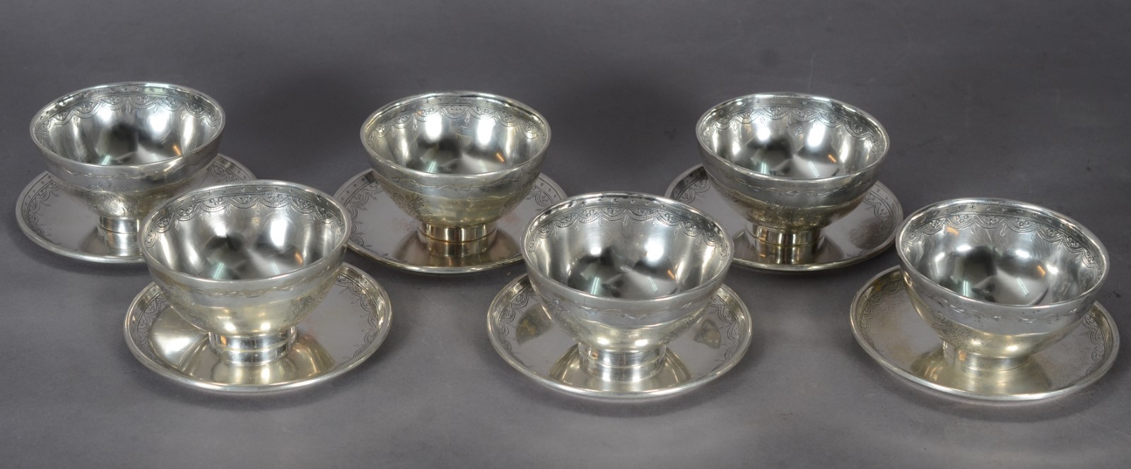 Conjunto com 6 lavandas com pratinhos de prata portuguesa 1º título... - foto 1 de 6