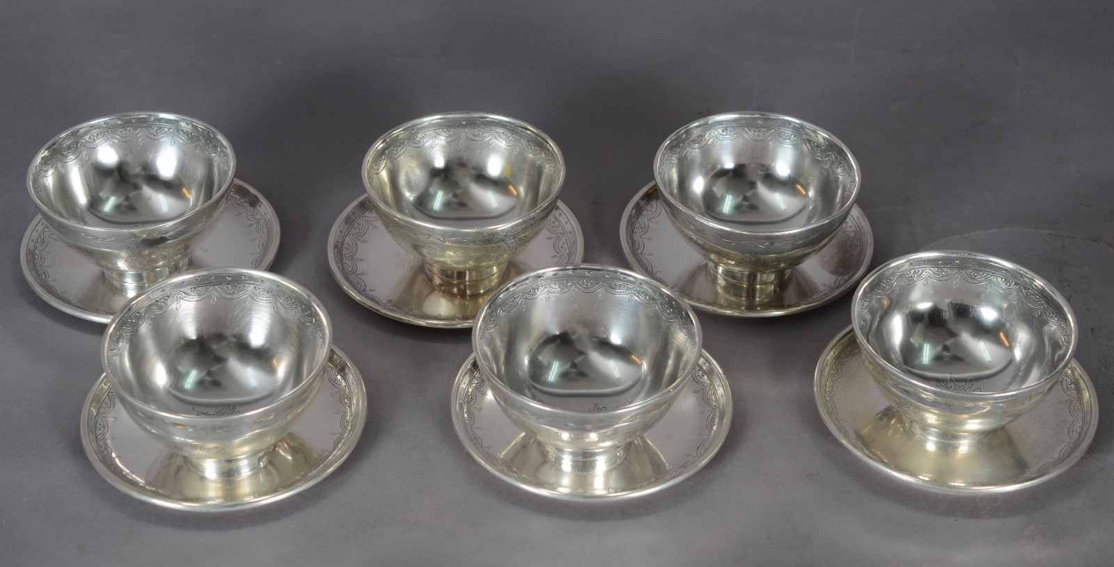 Conjunto com 6 lavandas com pratinhos de prata portuguesa 1º título... - foto 2 de 6