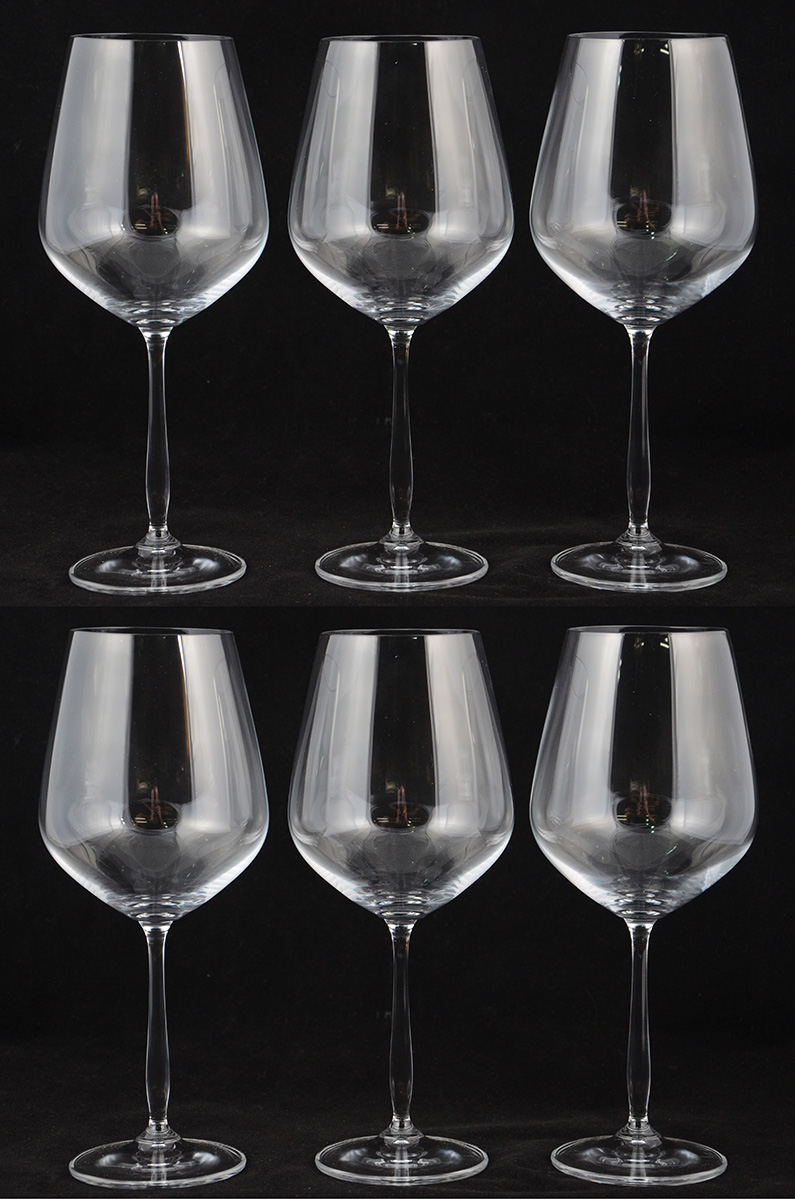 Seis cálices para vinho de cristal da Bohemia, 715 ml.