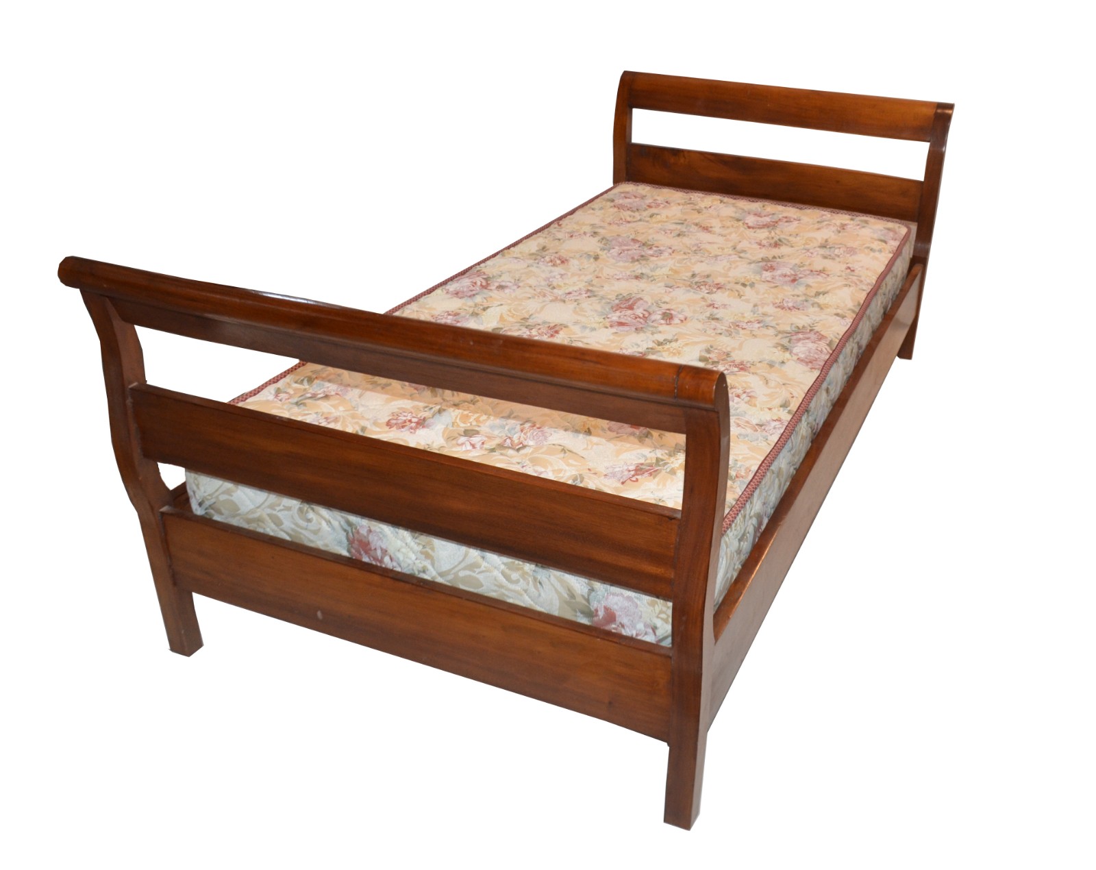 Cama de solteiro de madeira nobre, cabeceira e peseira com réguas... - foto 1 de 10