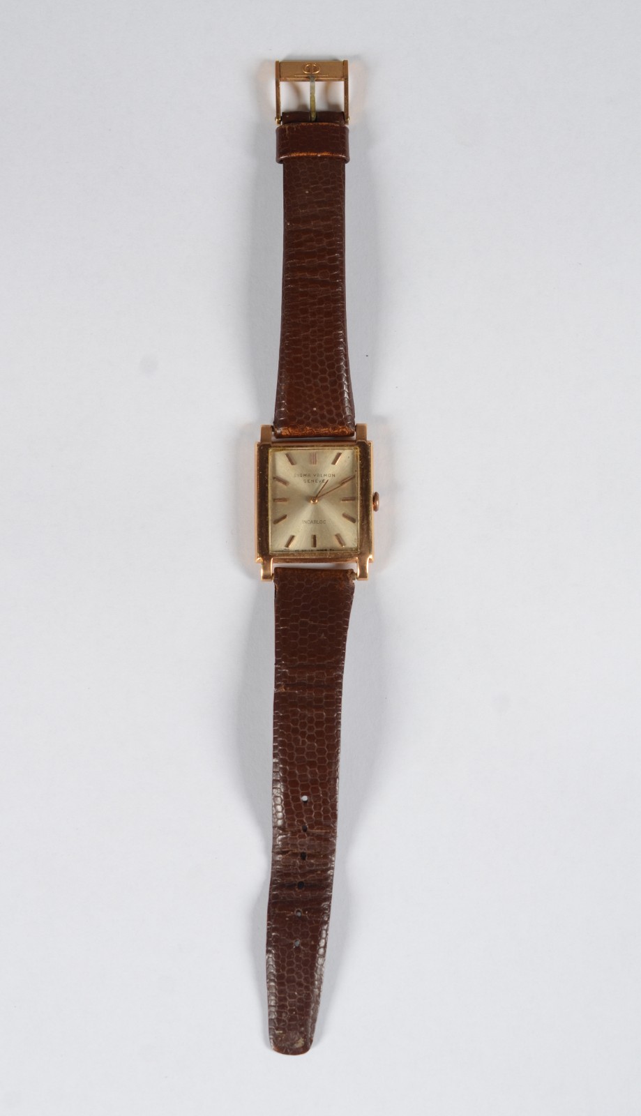 Relógio de pulso com caixa de ouro 18 k, Incabloc, pulseira de couro. - foto 3 de 8