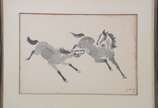 Yoshiya Takaoka (1909-1978), Cavalos - Guache -  datado 74. Partes com fungos.