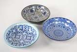 Cerámica Del Río Salado (1969),  - Três bowls de cerâmica espanhola em tons de azul.