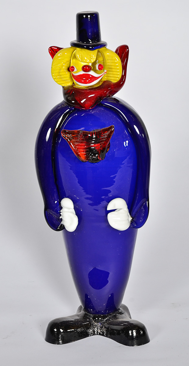 Palhaço de murano azul marinho, alt.33 cm.