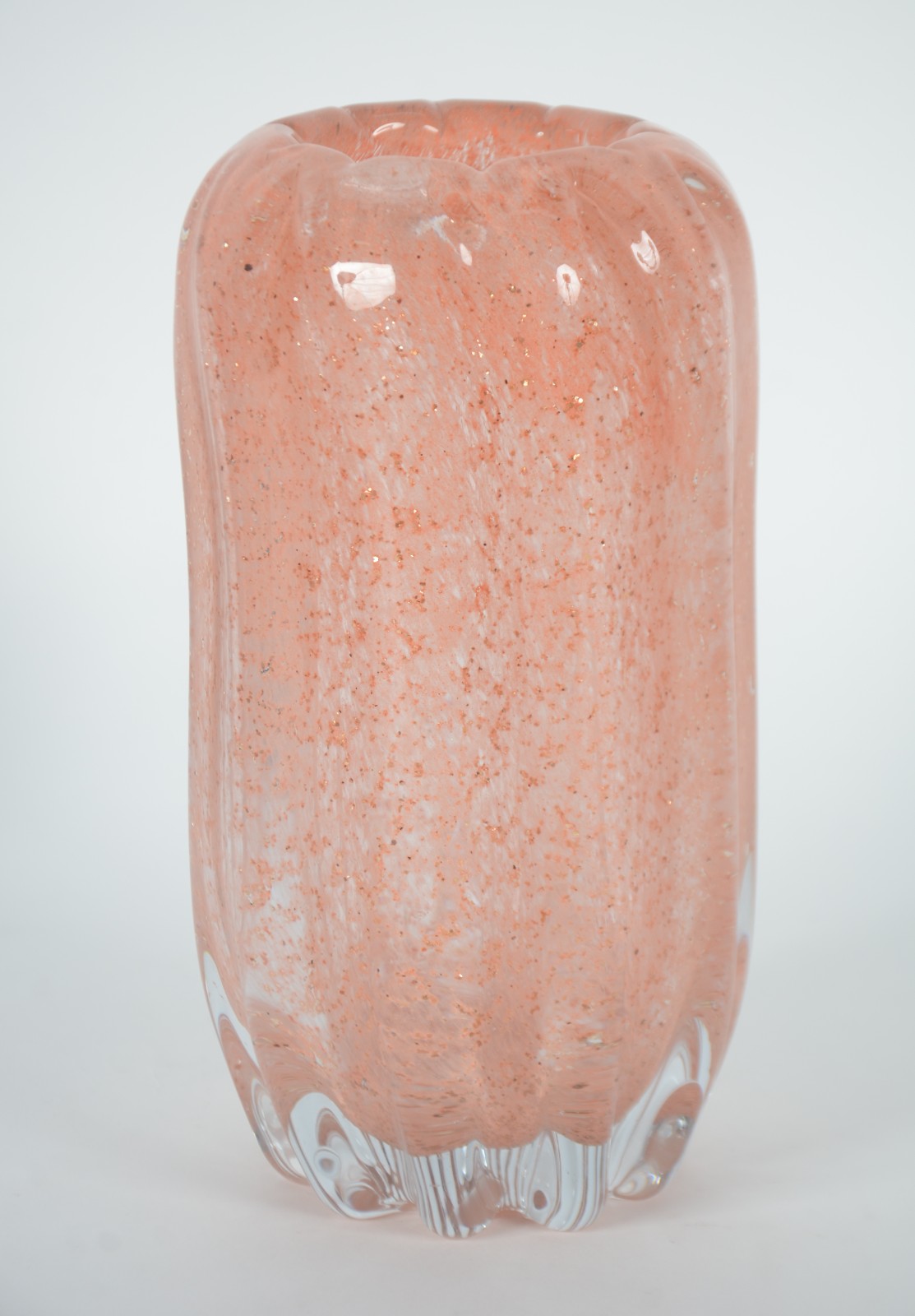 Vaso de murano de vidro decorativo, trabalhado em gomos. - foto 1 de 5