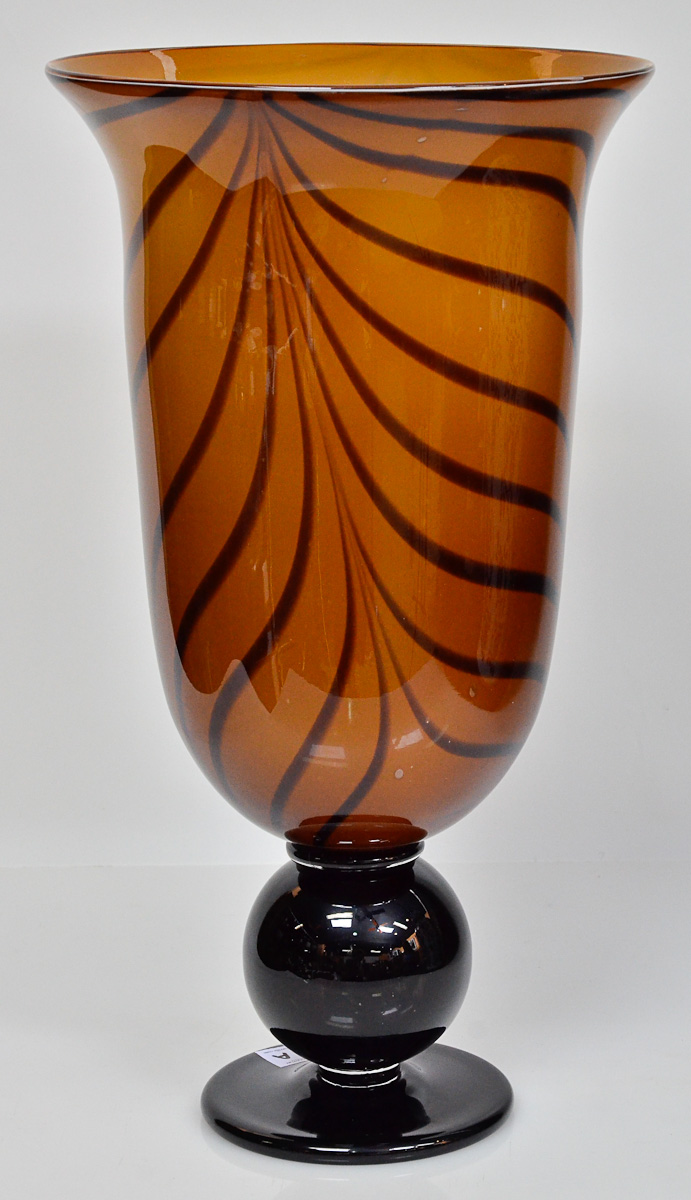 Vaso de murano âmbar "tigrado", alt. 50 cm.