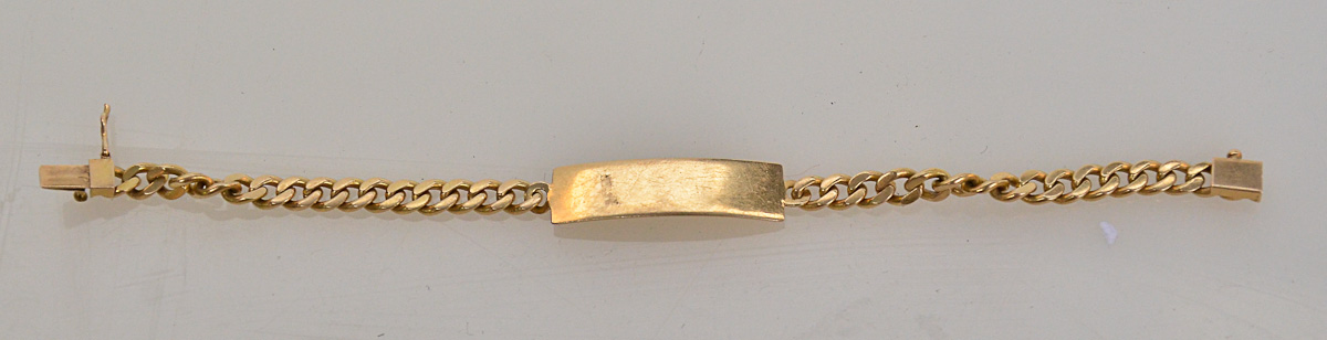 Pulseira de ouro 18 k, peso 12,9 g.