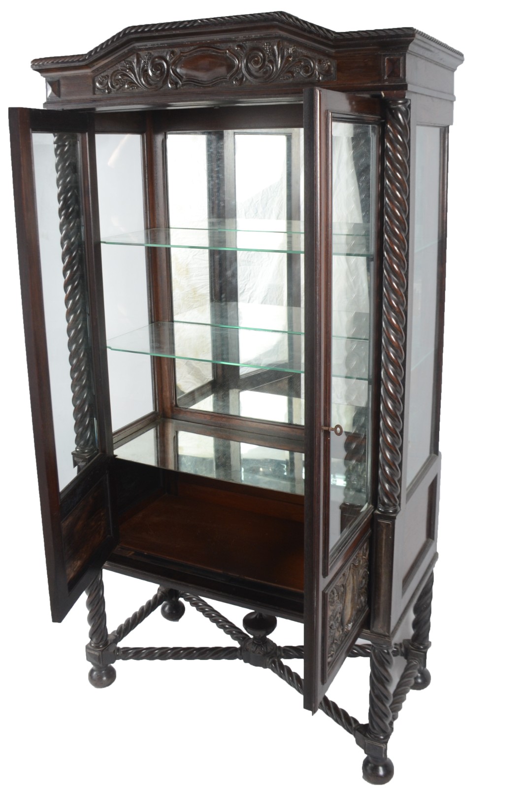Vitrine de madeira nobre com 2 portas e laterais de vidro, fundo... - foto 2 de 6