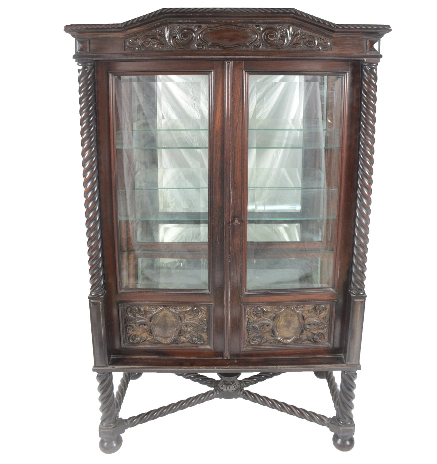 Vitrine de madeira nobre com 2 portas e laterais de vidro, fundo... - foto 3 de 6