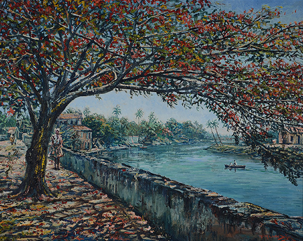 WIN VAN DIJK (1915 - 1990) - Rio Capibaribe com flamboyant - ost - 65... - foto 2 de 4