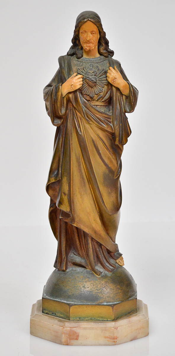 ALONZO - Escultura de bronze e marfim repres. CRISTO, assinada...