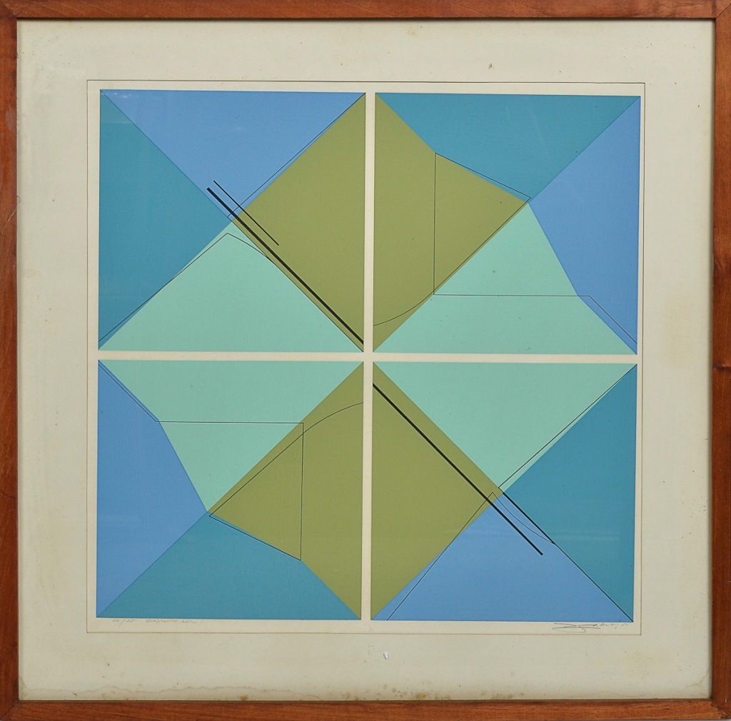 ABELARDO ZALUAR - Quadrante azul - litografia 22/25 - 57 x 57