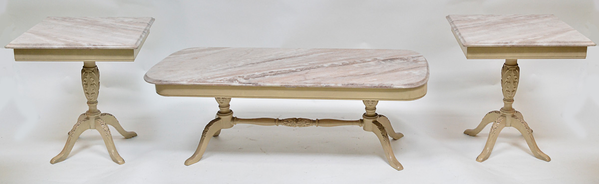 Conjunto de mesa de centro e par de laterais de madeira nobre...