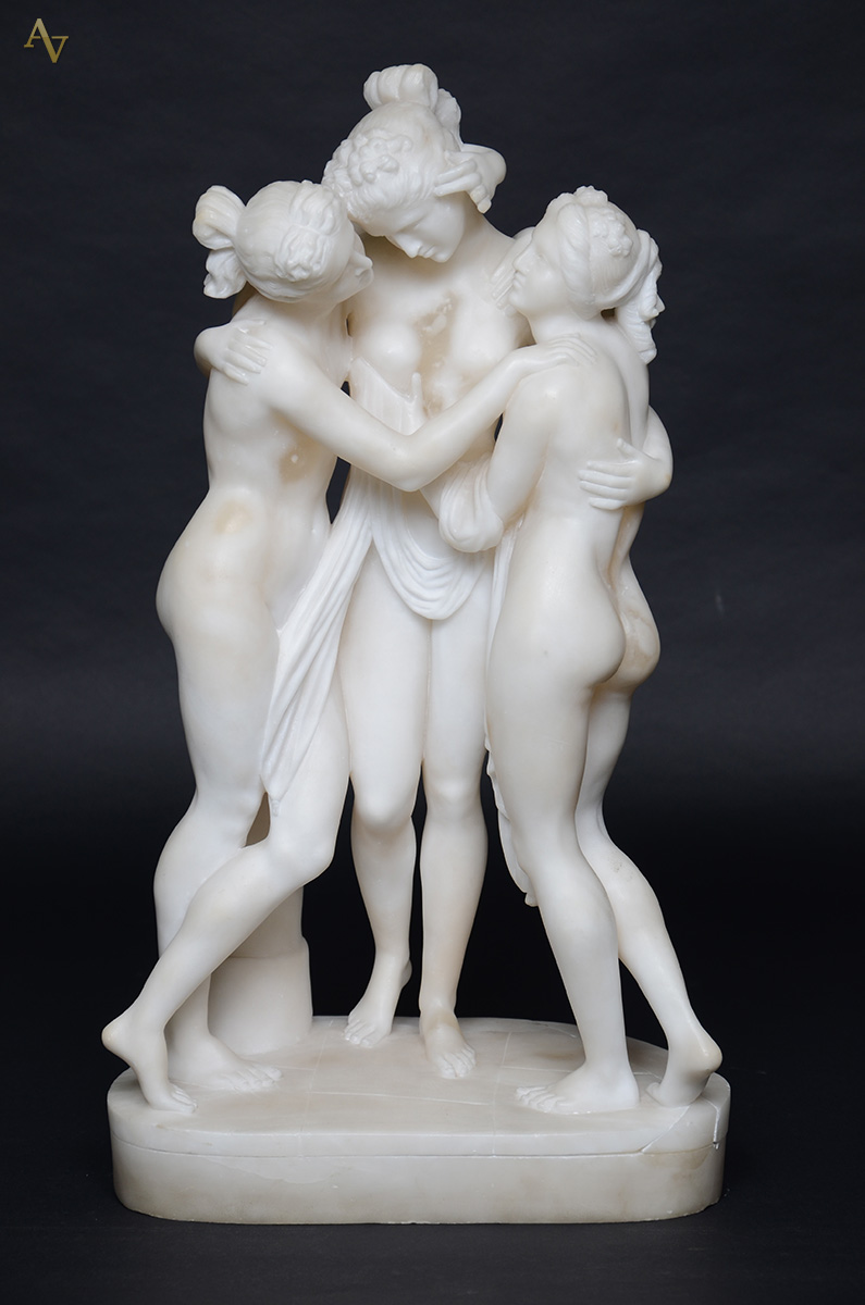 Escultura de alabastro representando "Três Graças". Altura 56... - foto 1 de 5