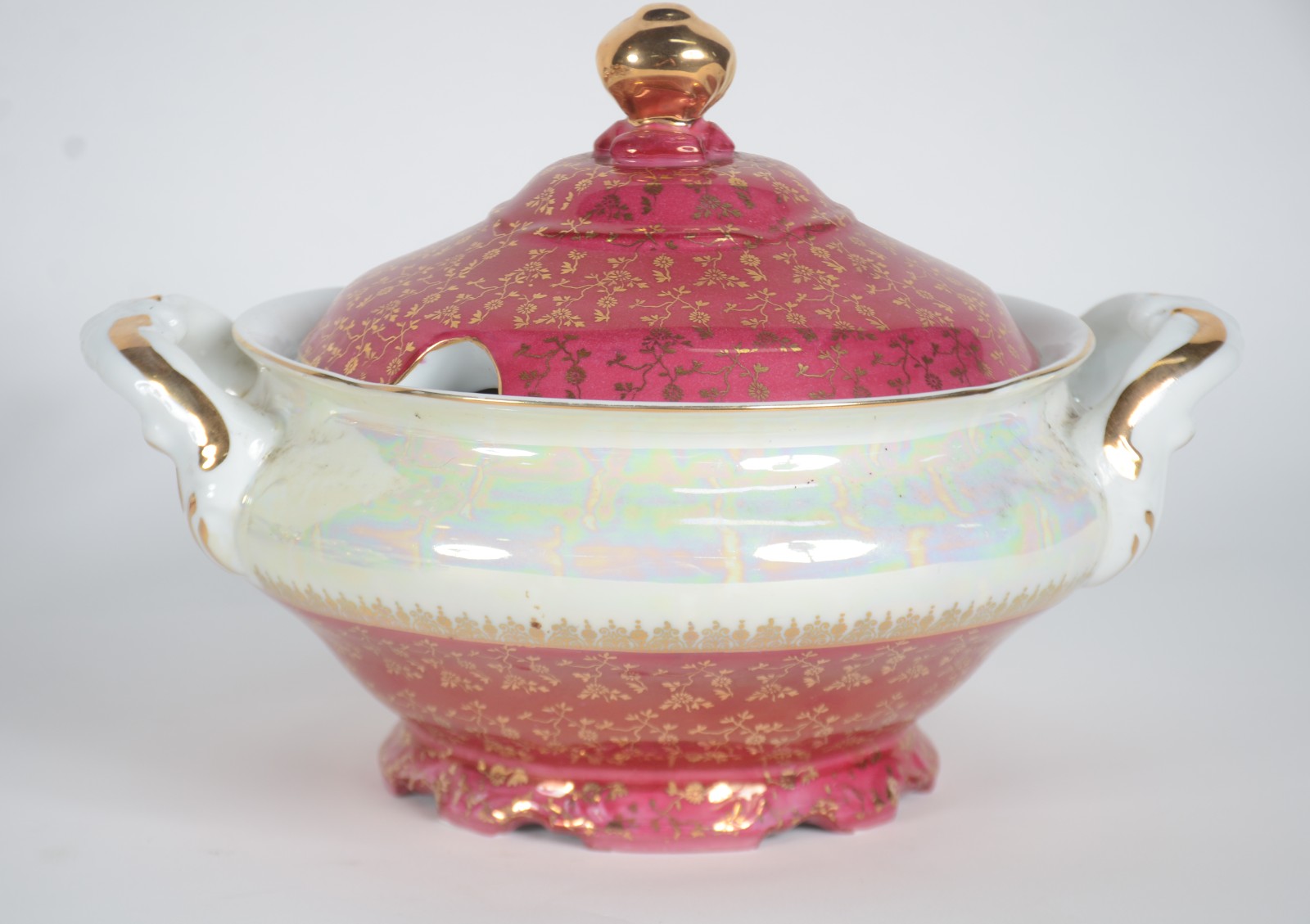 Aparelho de jantar, chá e café de porcelana Schmidt, borda vinho com... - foto 7 de 11