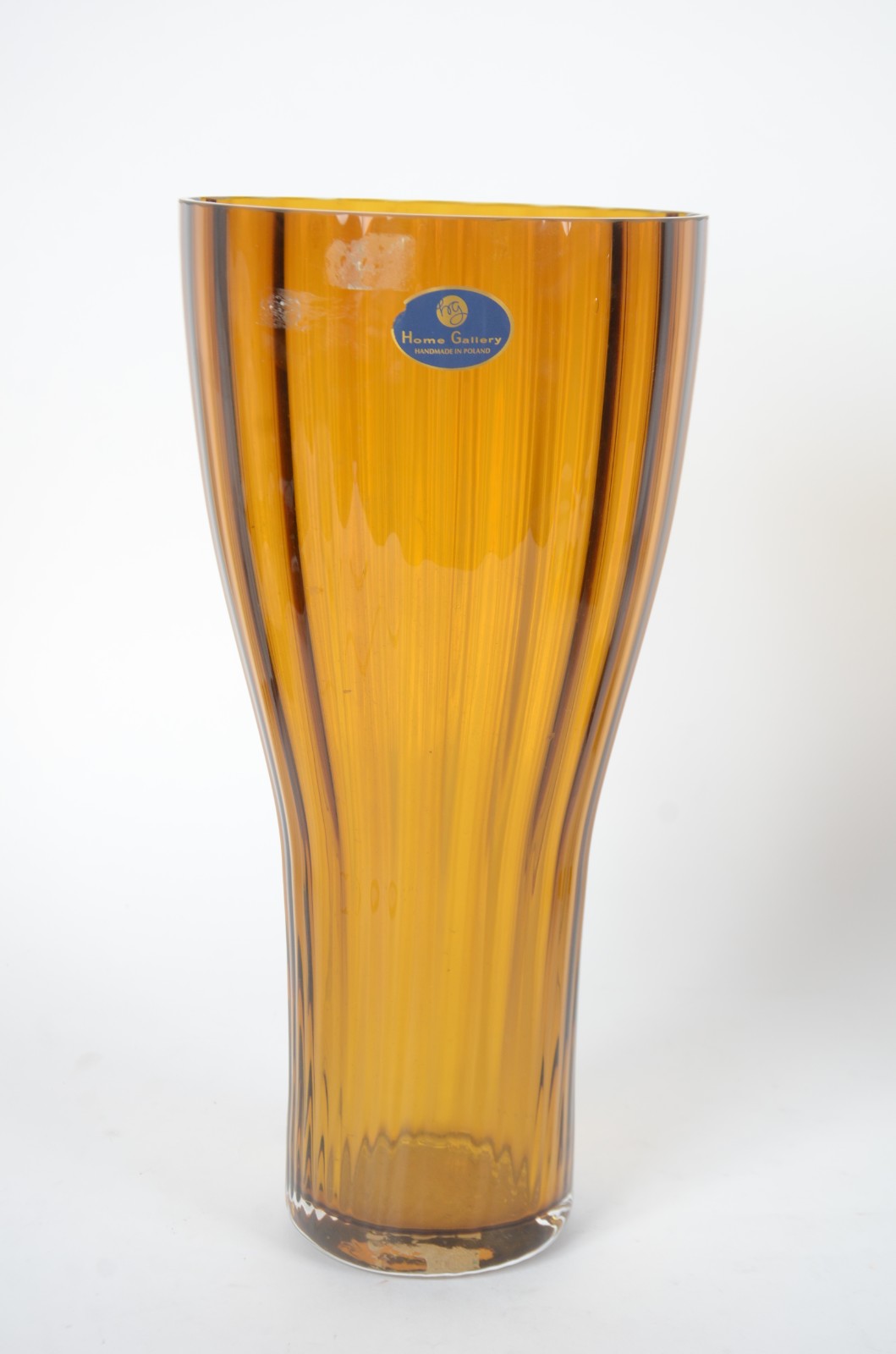 Vaso polonês de cristal âmbar facetado. - foto 1 de 5