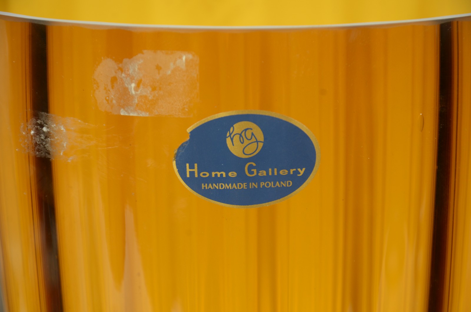 Vaso polonês de cristal âmbar facetado. - foto 2 de 5