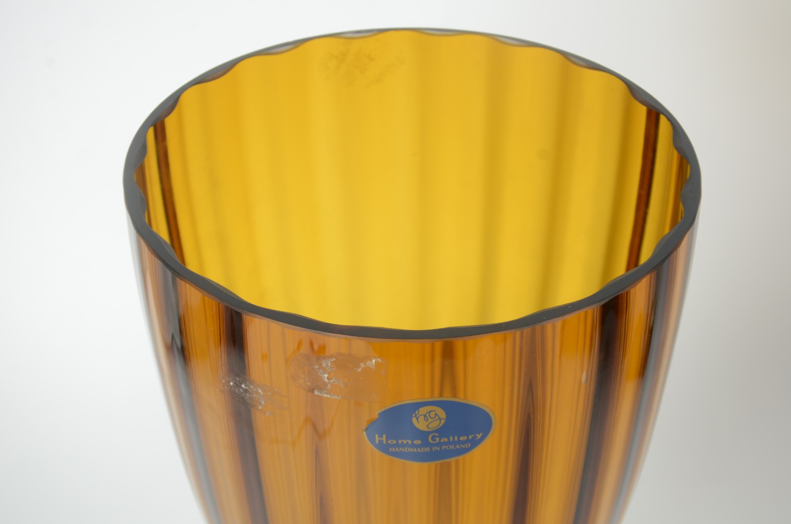 Vaso polonês de cristal âmbar facetado. - foto 5 de 5