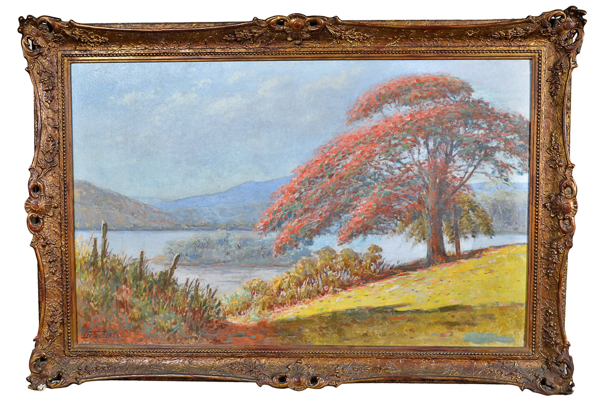 LEVINO FANZERES - Paisagem com árvore - ost - 73 x 1,16 m.