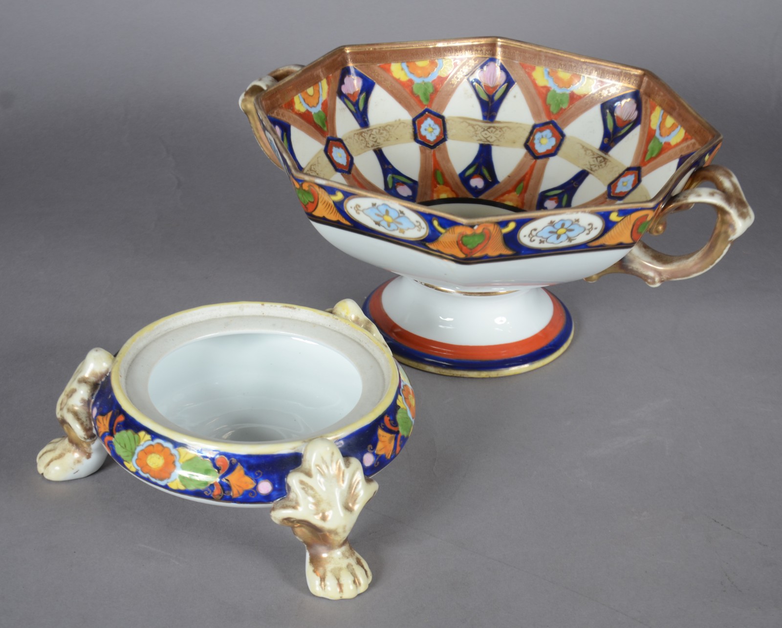 Fruteira com alças de porcelana japonesa Noritake, feitio oitavado... - foto 6 de 9
