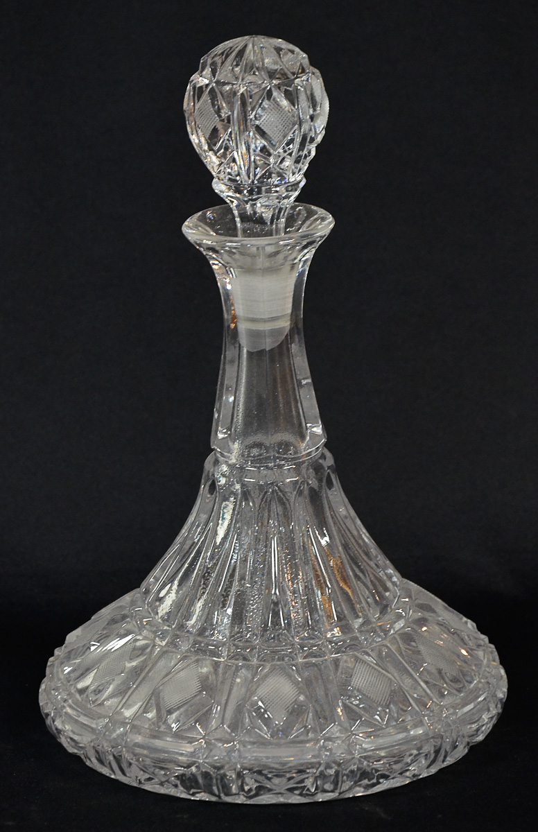 Garrafa de navio de cristal, alt.28 cm.