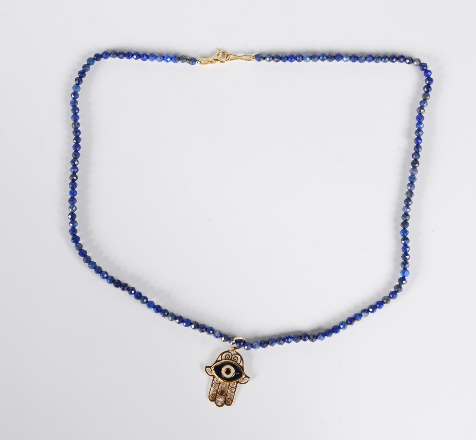 Colar lápis lazuli lapidadas , fecho de ouro 18 k., contraste 750... - foto 3 de 8