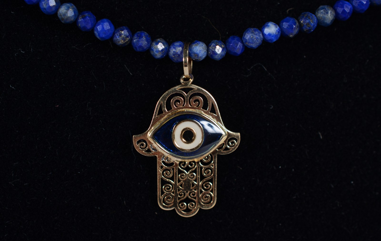 Colar lápis lazuli lapidadas , fecho de ouro 18 k., contraste 750... - foto 8 de 8