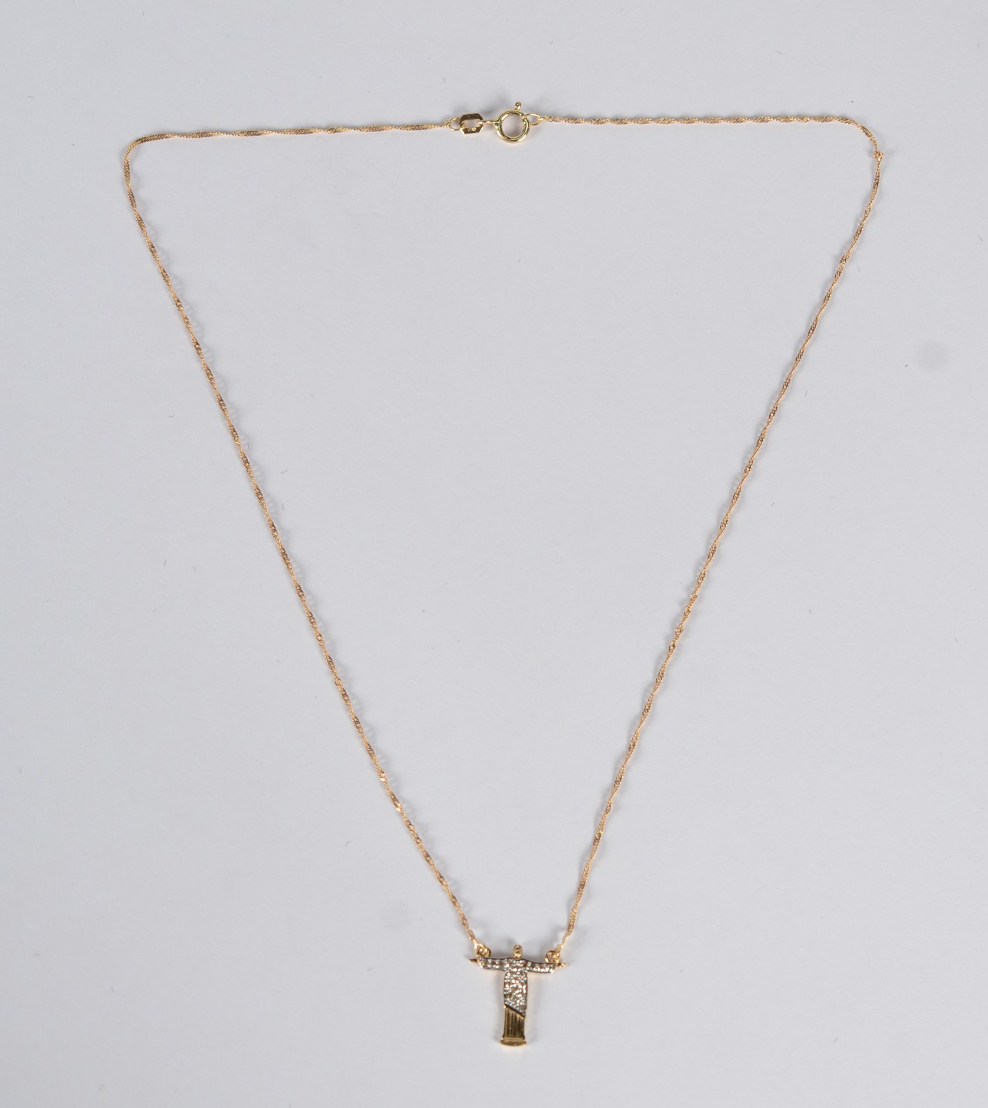 Colar com pendente de ouro 18 k., contraste 750 feitio torcido com... - foto 5 de 7