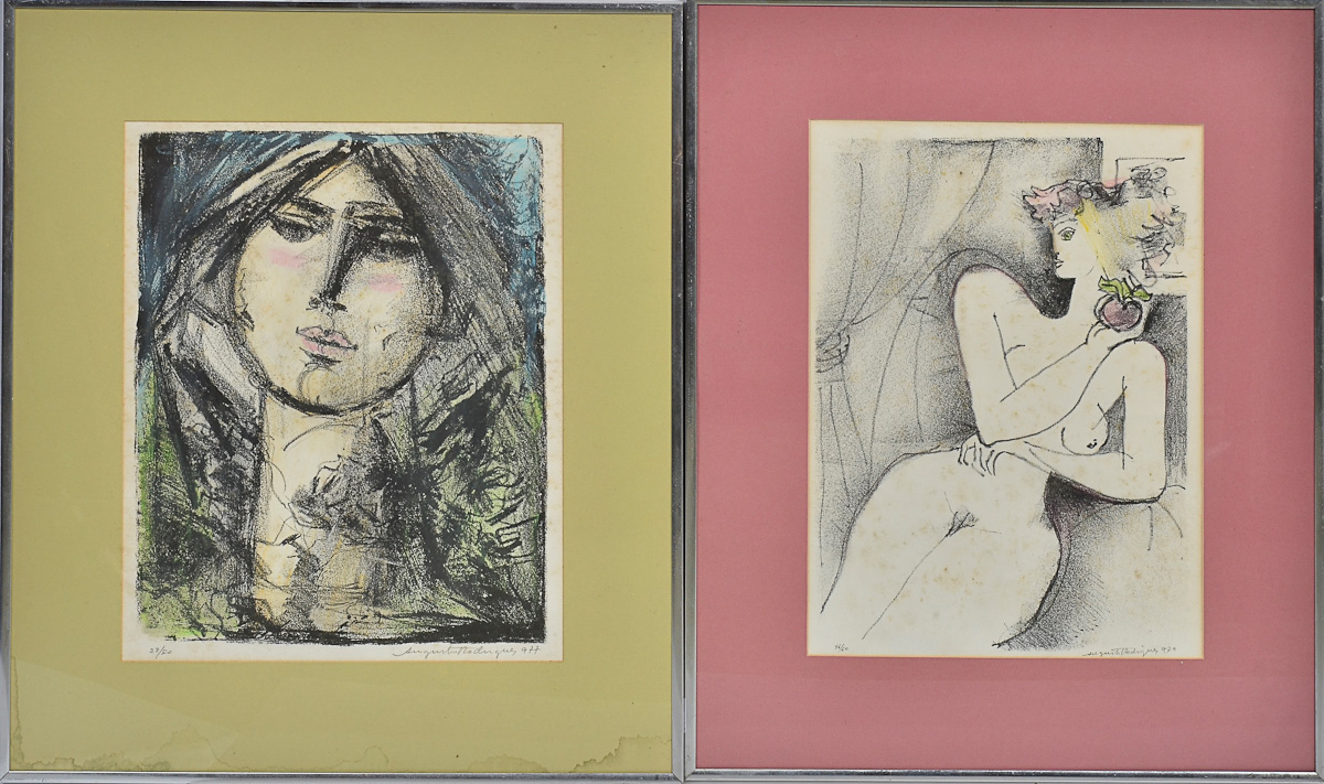 AUGUSTO RODRIGUES - Figuras femininas - duas serigrafias - 1. figura...