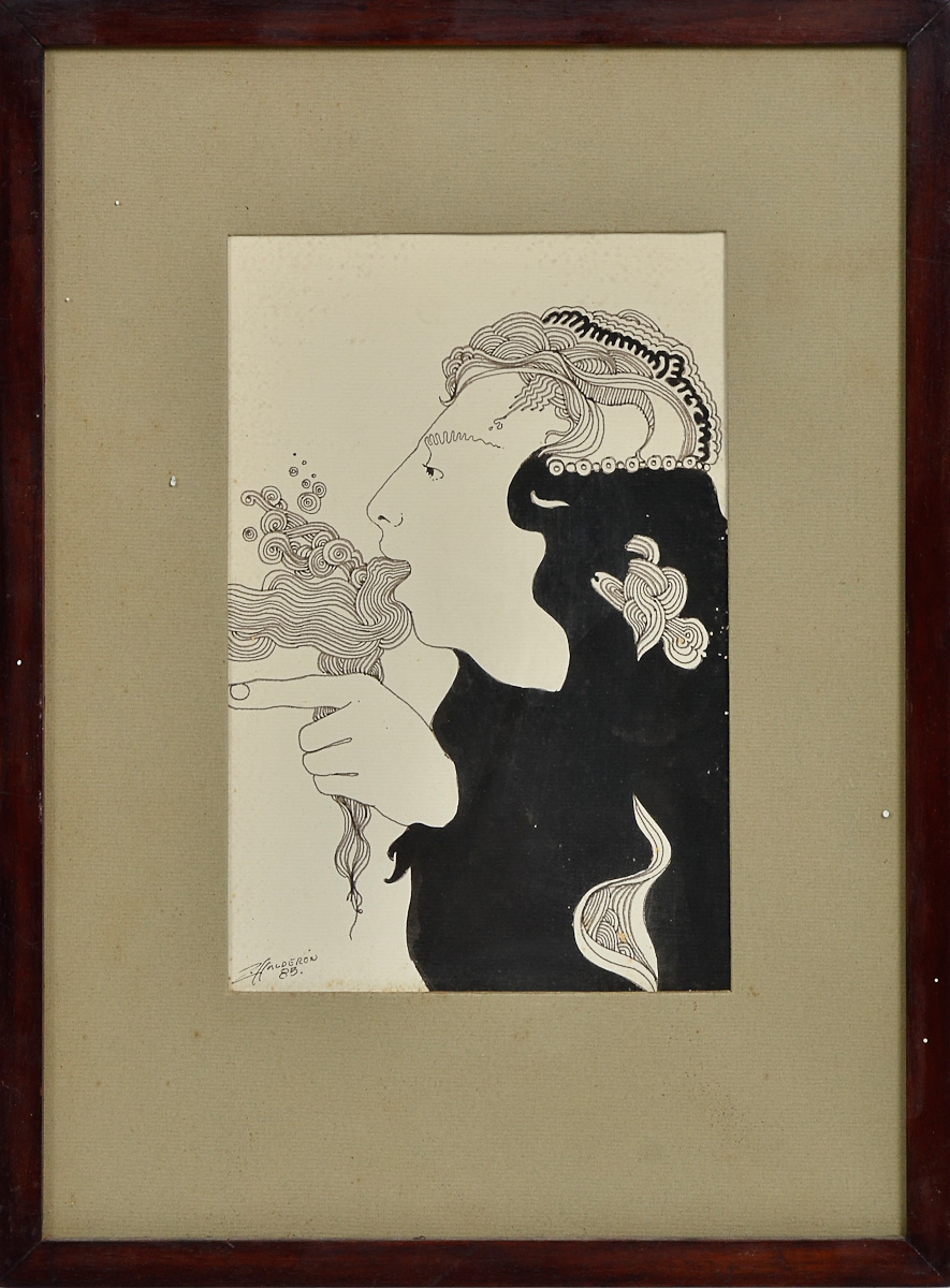 CALDERON - Figura masculina , dat.1985 - nanquim - 23 x 16