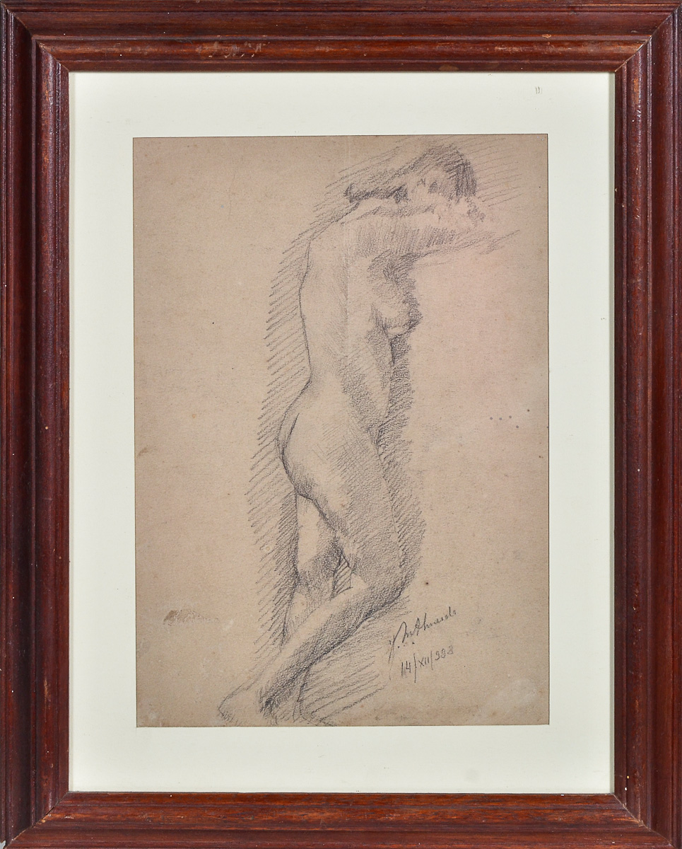 JOSÉ MARIA DE ALMEIDA - Nú feminino - dat.1985 - desenho - 35 x 23