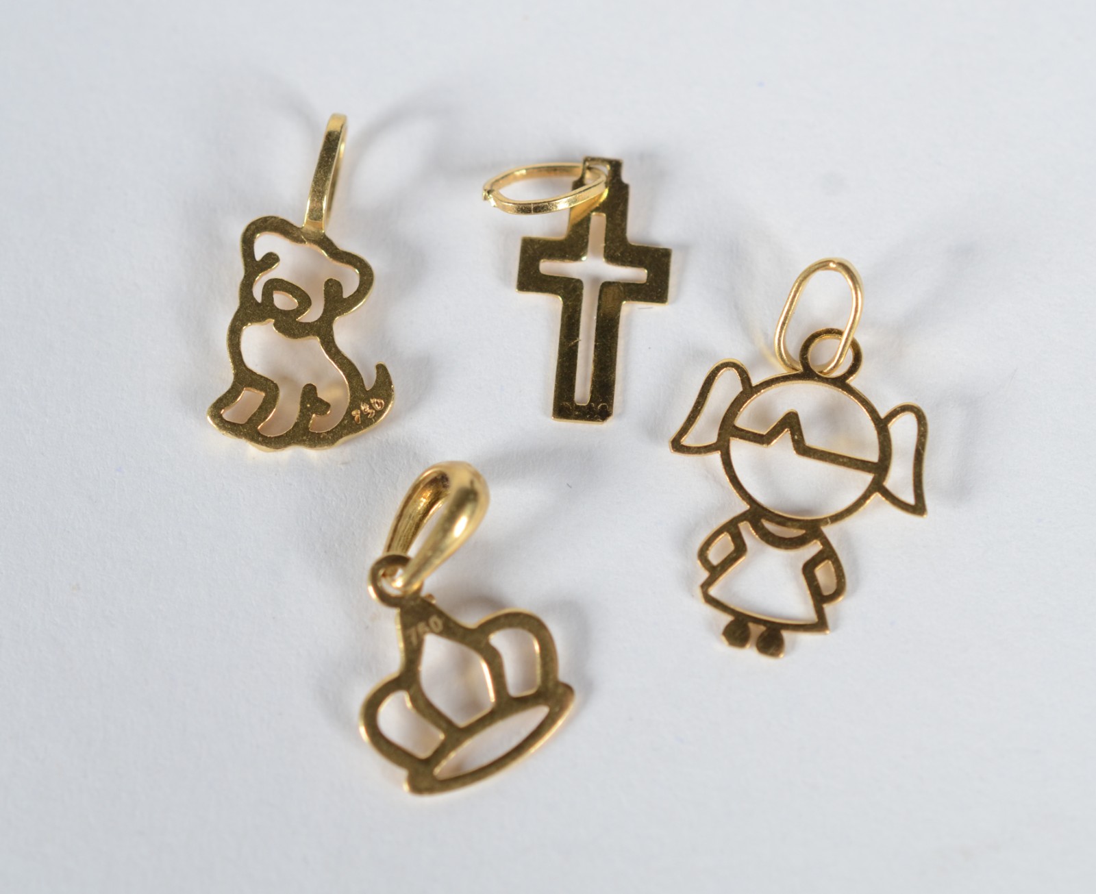 Conjunto de pendentes de ouro 18 k., contraste 750, sendo: cachorro... - foto 1 de 3